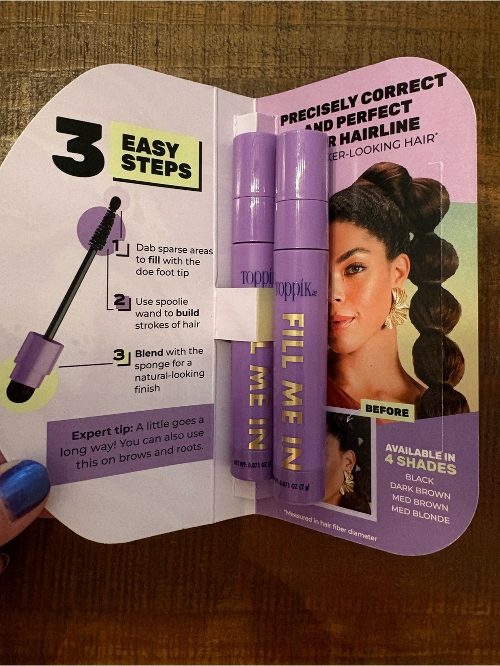 NEW Toppik FILL ME IN 3-in-1 Hairline Filler in DARK BROWN Duo!